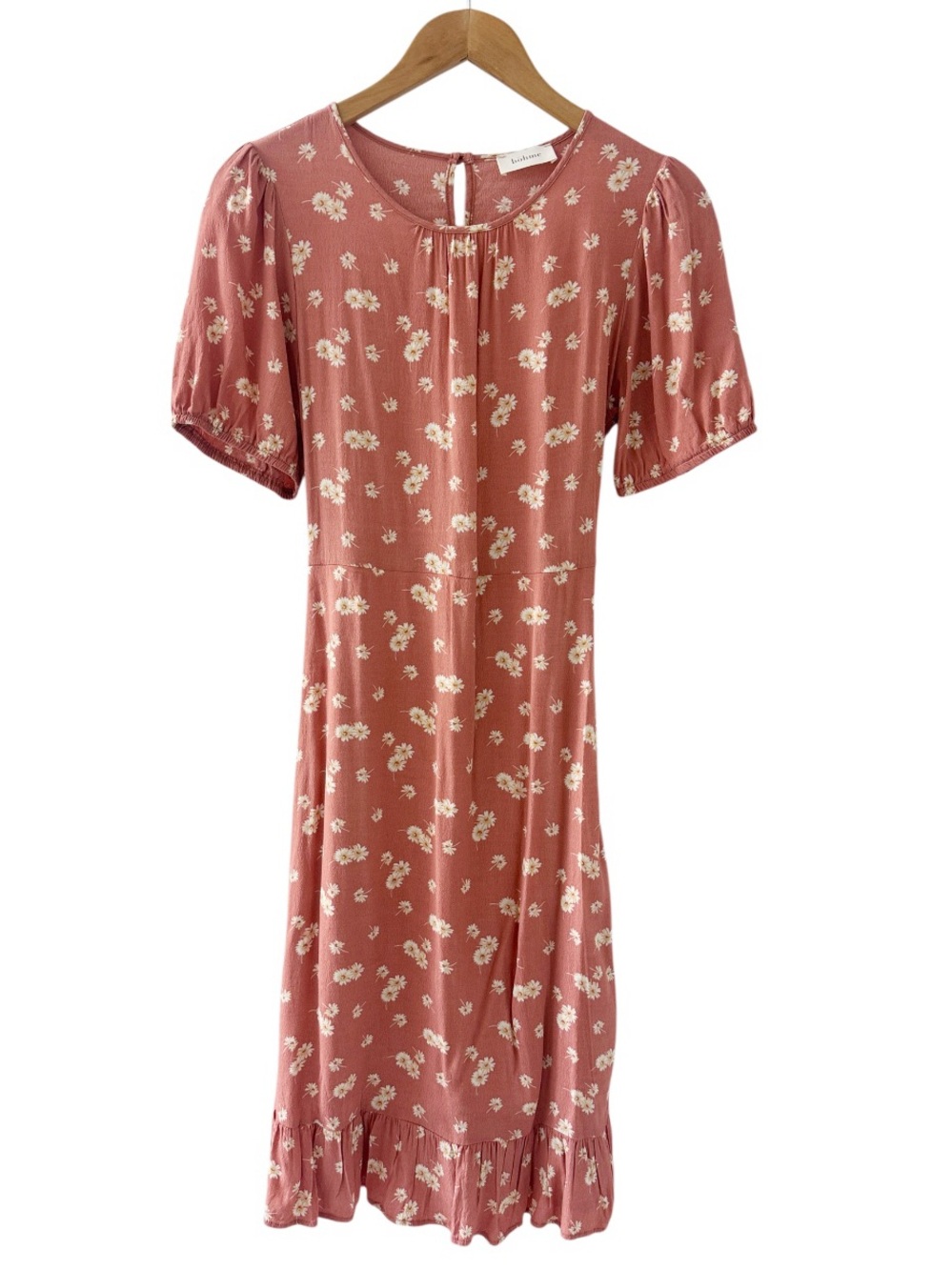Bohme Lia Floral Midi Dress, daisy pattern, puff Sleeves Size Small Like New!